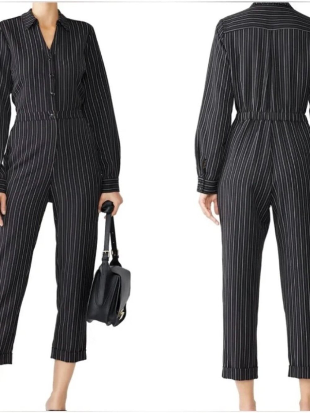 Greylin Black Pinstripe Jumpsuit - Size Medium
